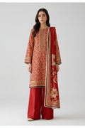Scarlet Heritage Luxury Digital Print Unstitched Linen Suit (3-Piece)