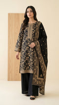 Midnight Beige Luxury Digital Print Unstitched Linen Suit (3-Piece)