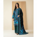 Black & Teal Floral Linen Suit – Pakistani 3-Piece Ensemble