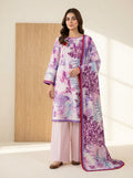 Lilac Orchid Luxury Digital Print Unstitched Linen Suit (3-Piece)