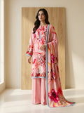 Coral Blossom Luxury Digital Print Unstitched Linen Suit (3-Piece)