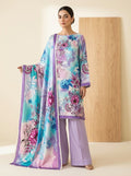 Aqua Lilac Luxury Digital Print Unstitched Linen Suit (3-Piece)