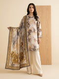 Golden Frost Luxury Digital Print Unstitched Linen Suit (3-Piece)