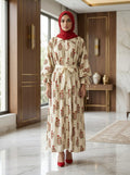 Elegant Cream Floral Printed 2-Piece Frock – Traditional Pakistani Style