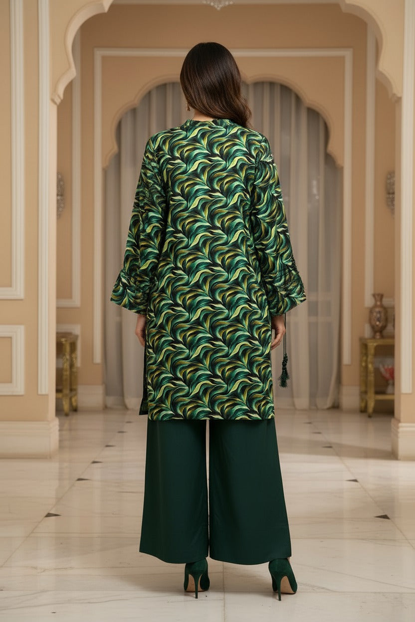 Elegant 2-Piece Printed Shirt with Farshi Shalwar – Premium Lilian Fabric