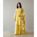 Golden Marigold Luxury Digital Print Unstitched Linen Suit (3-Piece)