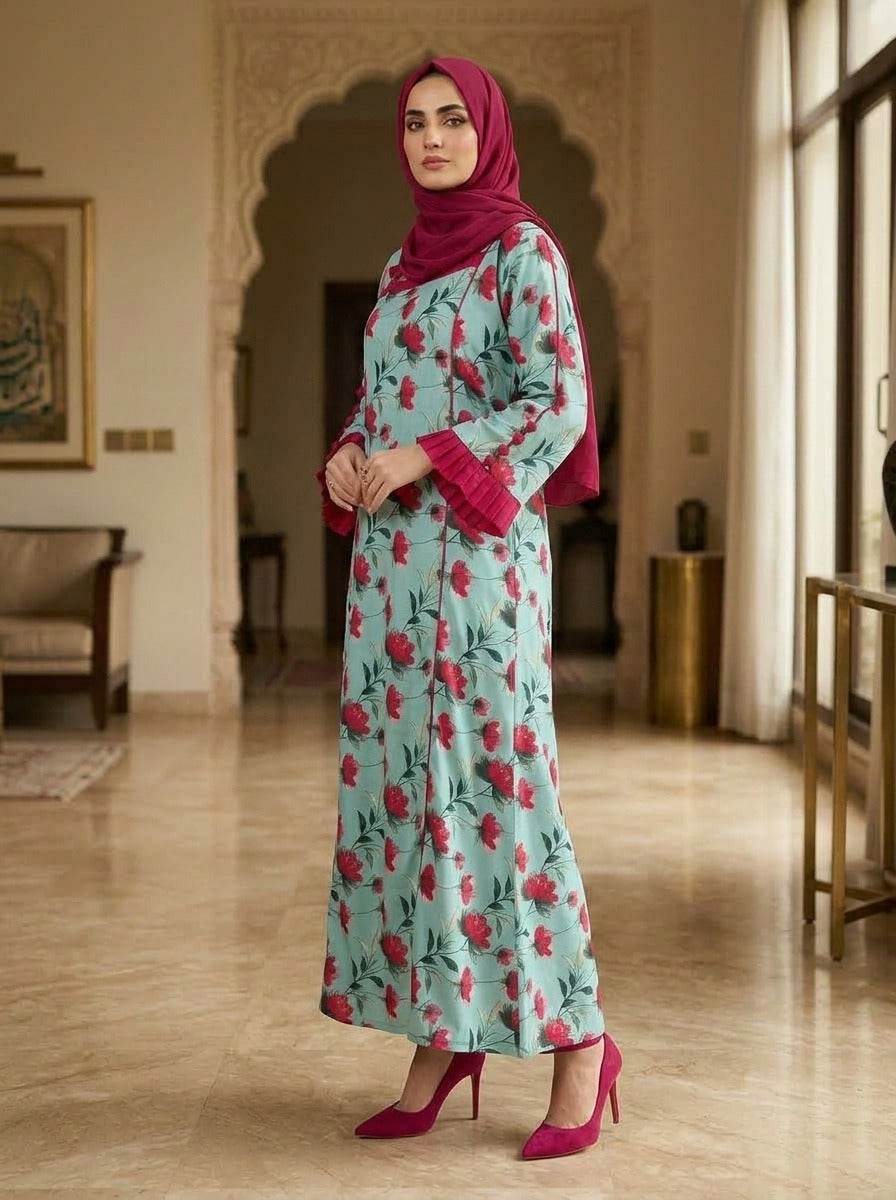 Elegant 2-Piece Floral Frock – Premium Lilian Fabric