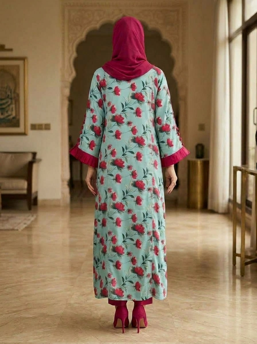 Elegant 2-Piece Floral Frock – Premium Lilian Fabric
